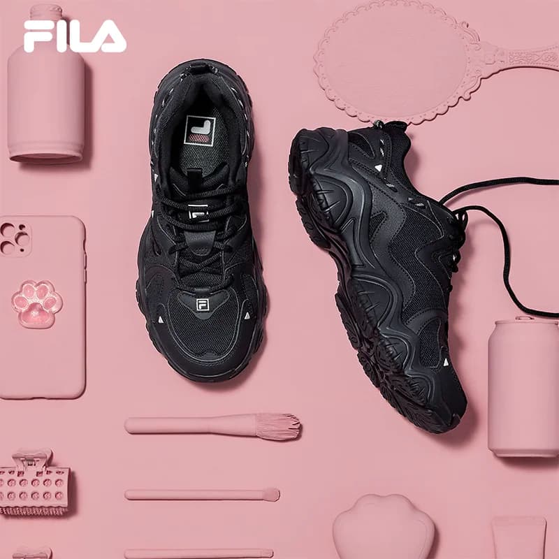 Fila Original Cat Paw FLUID 4 Sepatu Wanita Low-Top Model Ayah Casual Hitam