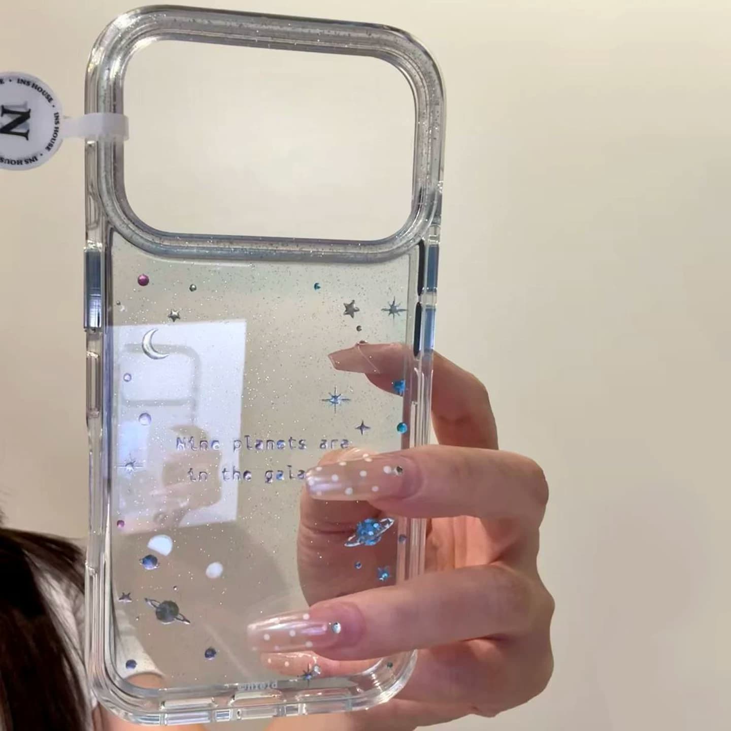 Casing HP Glitter Transparan Planet Bulan Gaya Korea untuk iPhone 17 Pro, 16, 15, 14, 13
